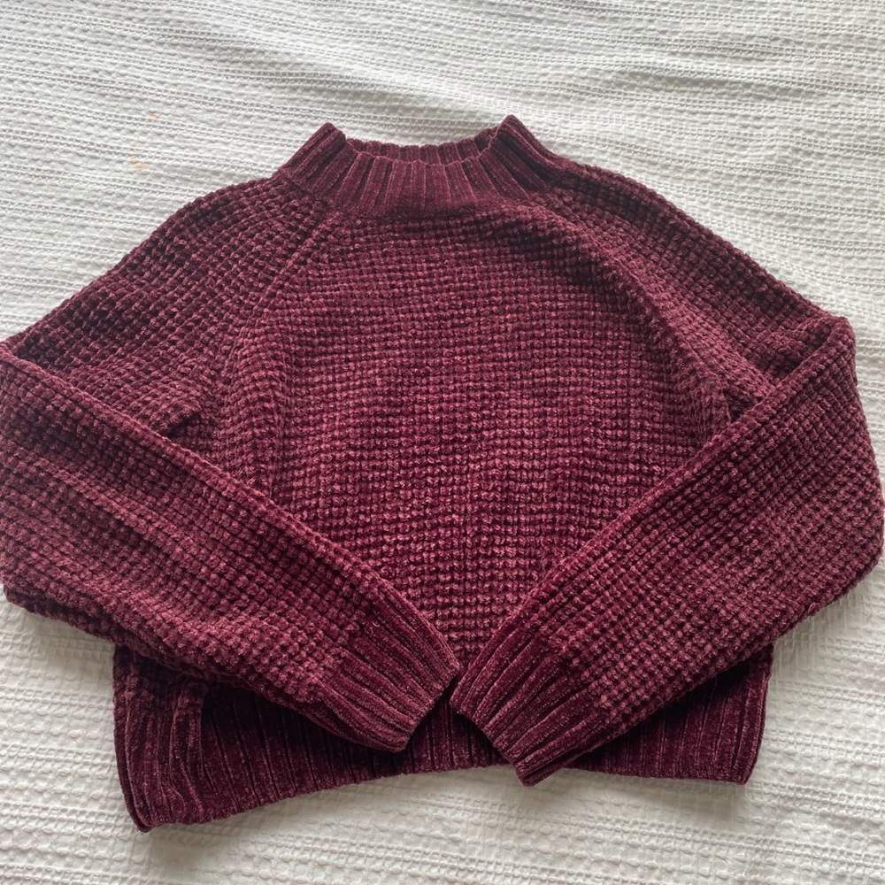 H&M burgundy soft mockneck sweater